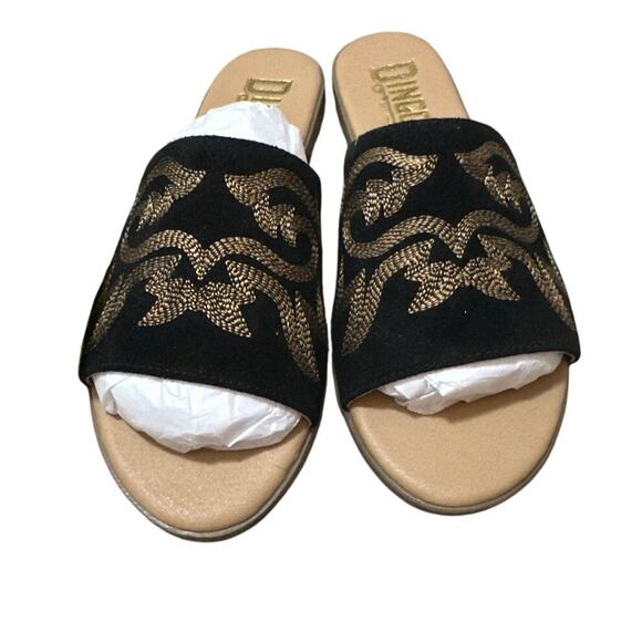 DINGO DI2235 Lasso Suede Slide Sandals Black Size 8 New - Picture 1 of 8